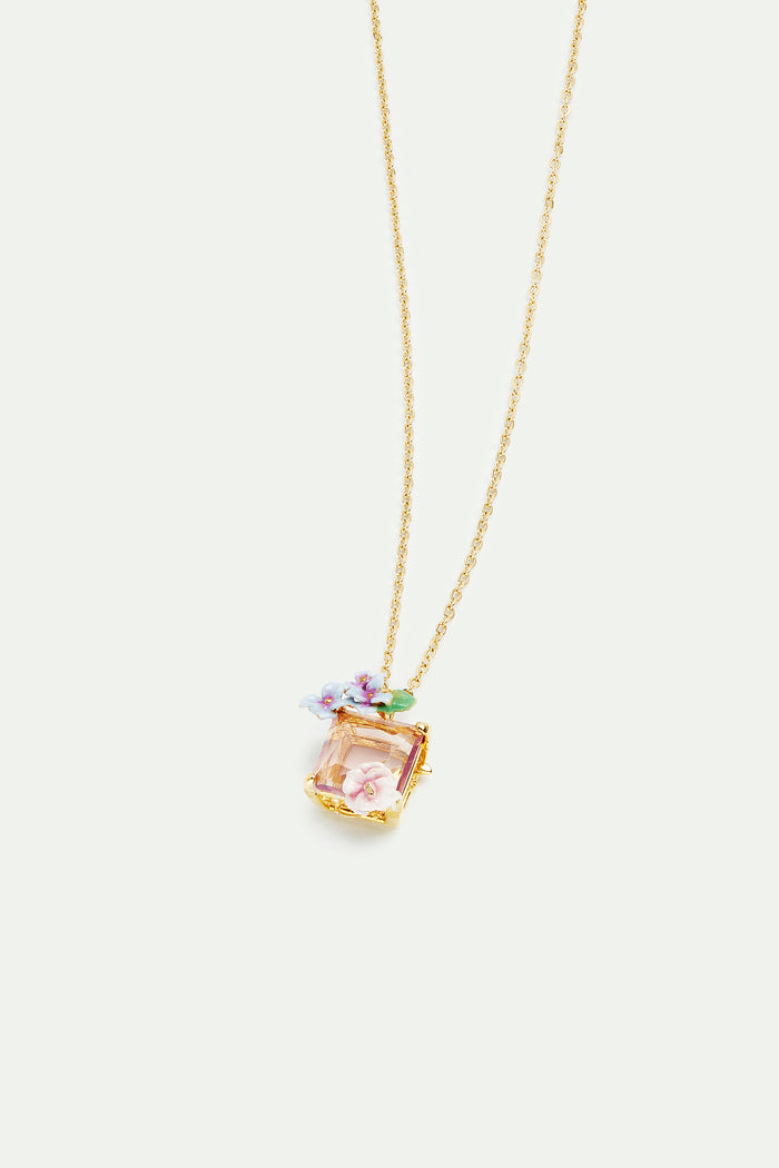 Les Néréides Lizard Pink Cut Stone And Hydrangea Pendant Necklace - Pink