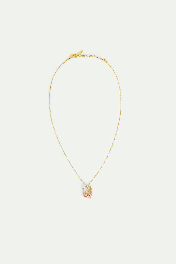 Les Néréides Lizard Pink Cut Stone And Hydrangea Pendant Necklace - Pink