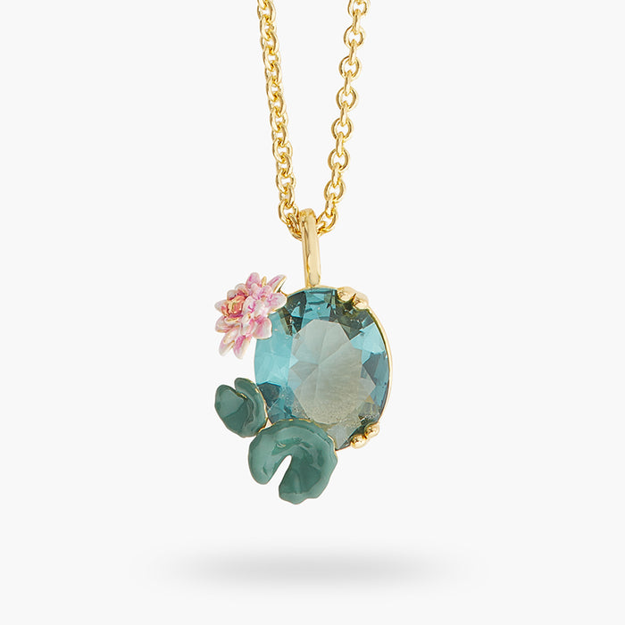 Les Néréides Lotus Flower And Blue Stone Pendant Necklace - Blue