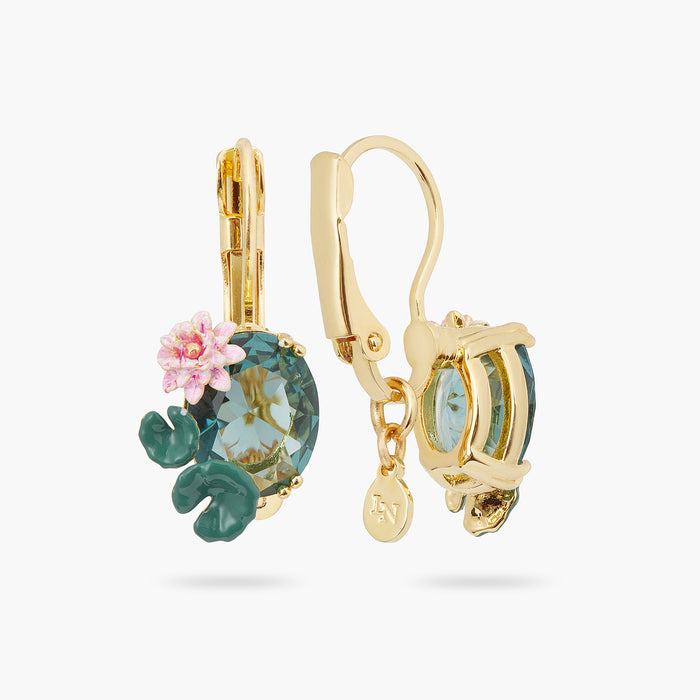 Les Néréides Lotus Flower And Blue Stone Sleeper Earrings - Blue