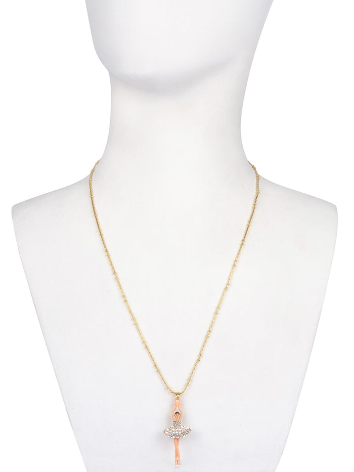 Les Néréides LUXURY PAS DE DEUX CRYSTAL RHINESTONE BALLERINA PENDANT NECKLACE - Silver Crystal