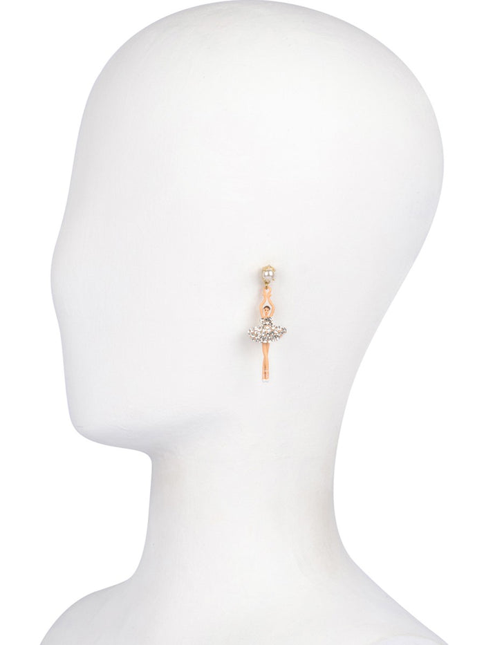 Les Néréides LUXURY PAS DE DEUX CRYSTAL RHINESTONE BALLERINA STUD EARRINGS - Silver Crystal