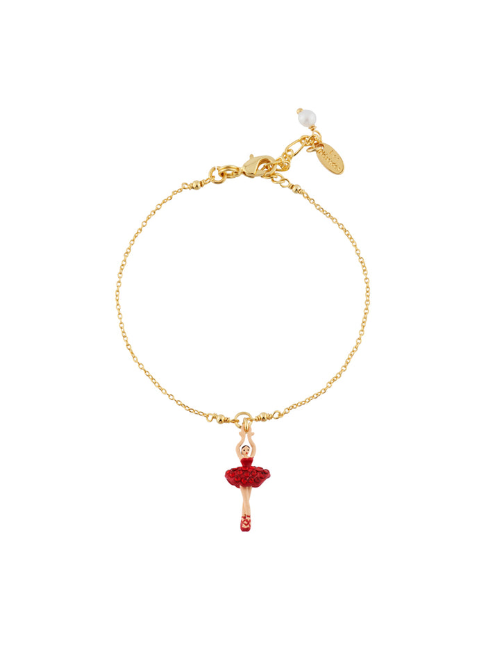 les néréides MINI LUXURY PAS DE DEUX MINI BALLERINA WITH RED CRYSTALS BRACELET - Red