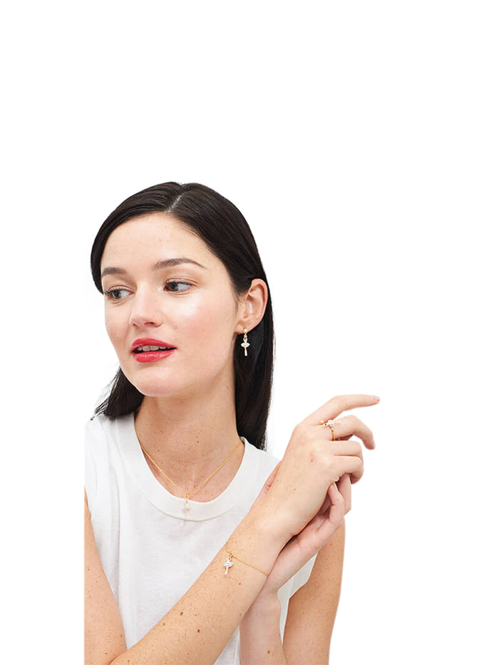 Les Néréides MINI LUXURY PAS DE DEUX MINI BALLERINA WITH SILVER CRYSTALS STUD EARRINGS - Silver