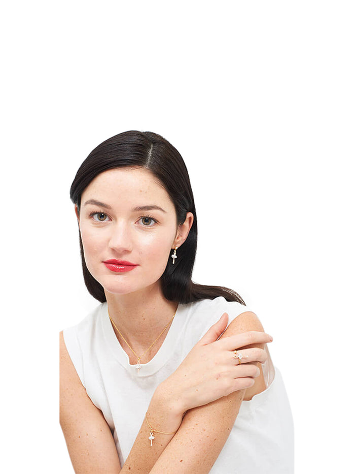 Les Néréides MINI LUXURY PAS DE DEUX MINI BALLERINA WITH SILVER CRYSTALS ADJUSTABLE RING - Silver