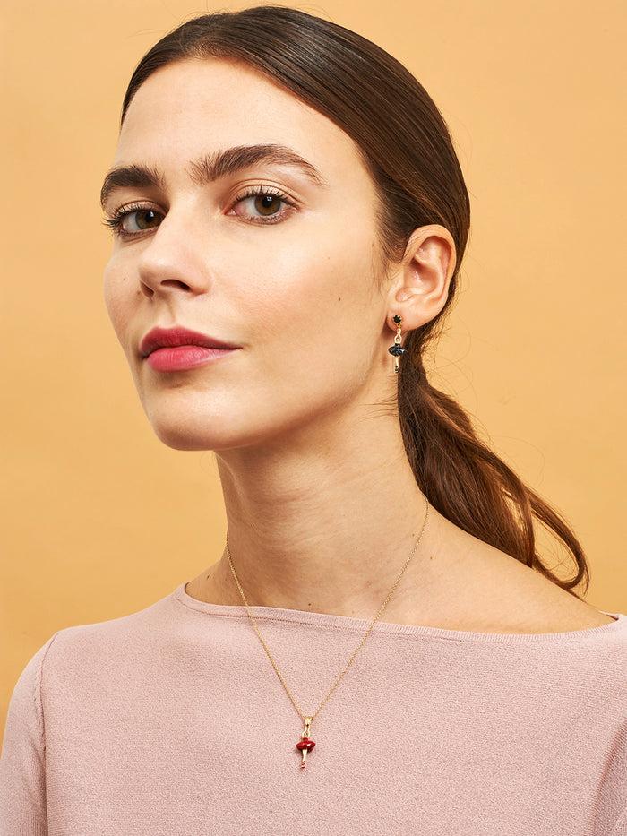 Les Néréides MINI PAS DE DEUX WITH RED MINI BALLERINA PENDANT SHORT NECKLACE - Red