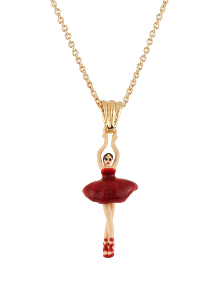 les néréides MINI PAS DE DEUX WITH RED MINI BALLERINA PENDANT SHORT NECKLACE - Red