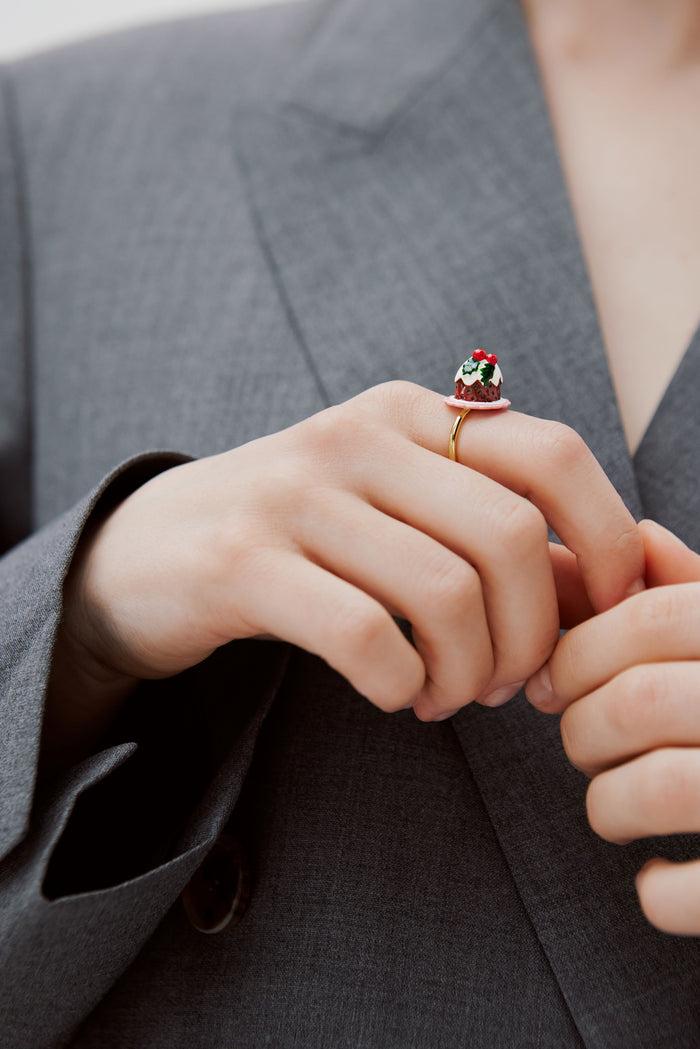 Les Néréides N2 Adjustable Ring With Pudding And Red Faceted Crystal Bead - Multicolor