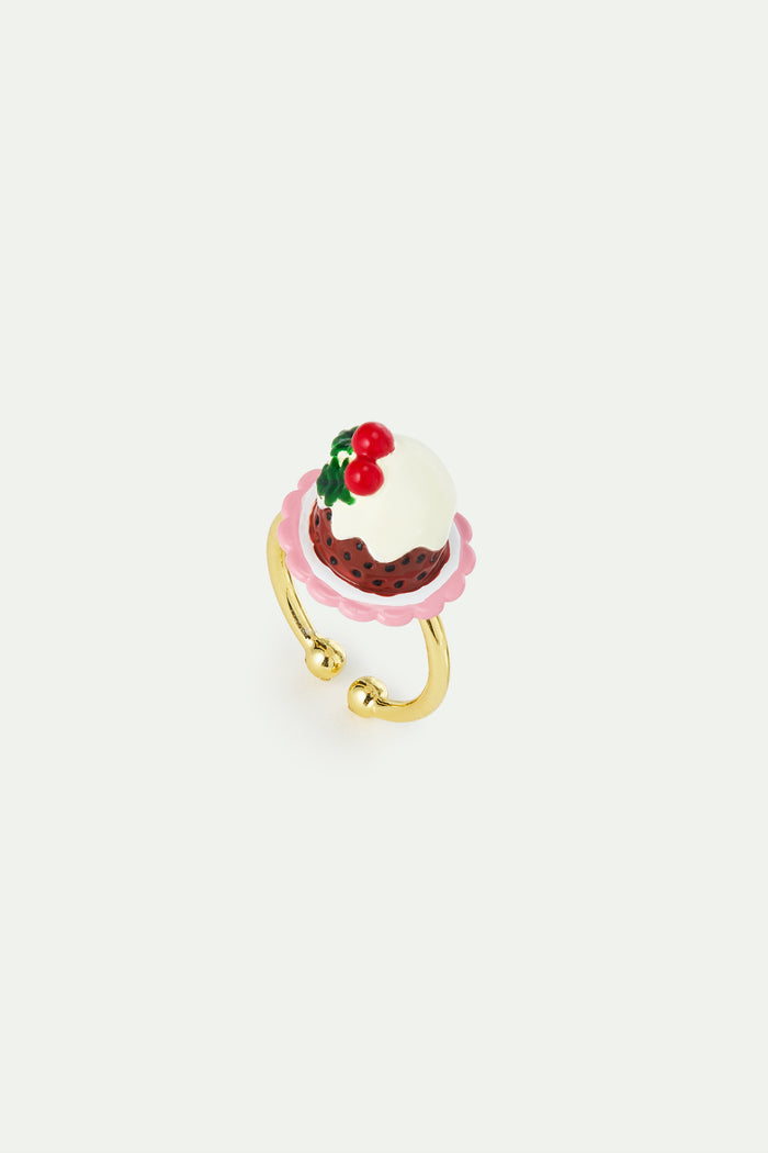 les néréides N2 Adjustable Ring with Pudding and Red Faceted Crystal Bead - Multicolor