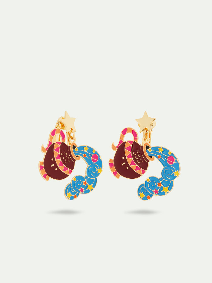 Les Néréides N2 Aquarius Astrological Sign Clip-On Earrings - Multicolor