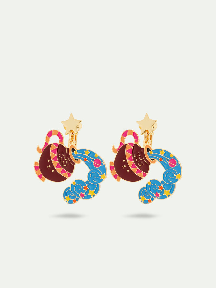 les néréides N2 Aquarius Astrological Sign Clip-On Earrings - Multicolor les néréides N2 Aquarius Astrological Sign Clip-On Earrings - Multicolor