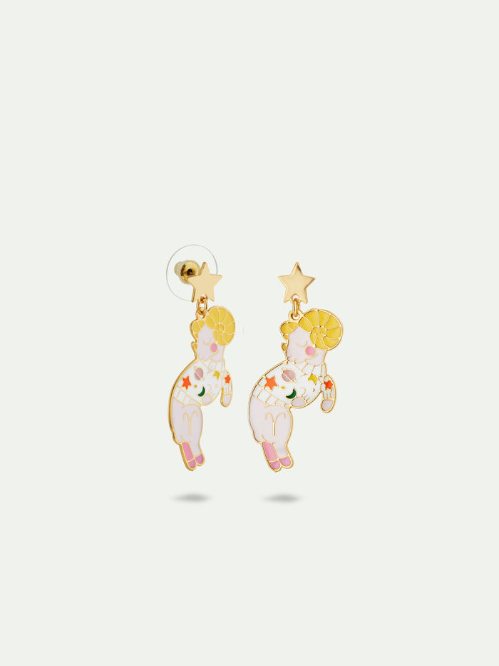 Les Néréides N2 Aries Astrological Sign Post Earrings - Multicolor