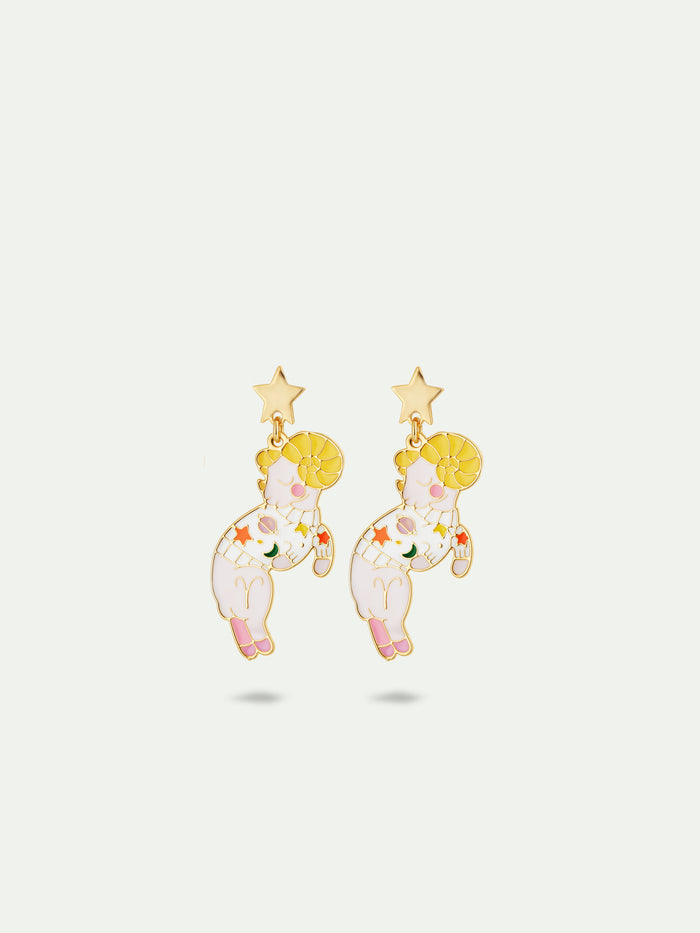 les néréides N2 Aries Astrological Sign Post Earrings - Multicolor