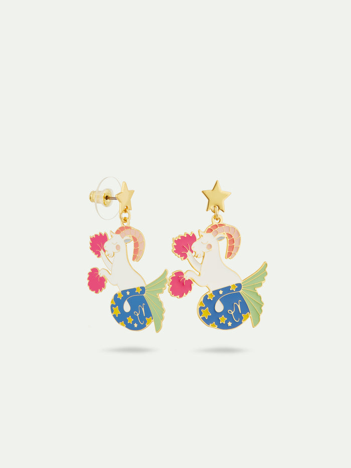 Les Néréides N2 Capricorn Astrological Sign Post Earrings - Multicolor