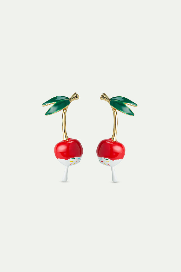 les néréides N2 Cherry and Whipped Cream Post Earrings - Multicolor