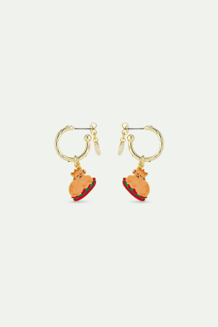 Les Néréides N2 Christmas Dinner And Gold Crown Hoop Post Earrings Studded With White Rhinestones - Multicolor