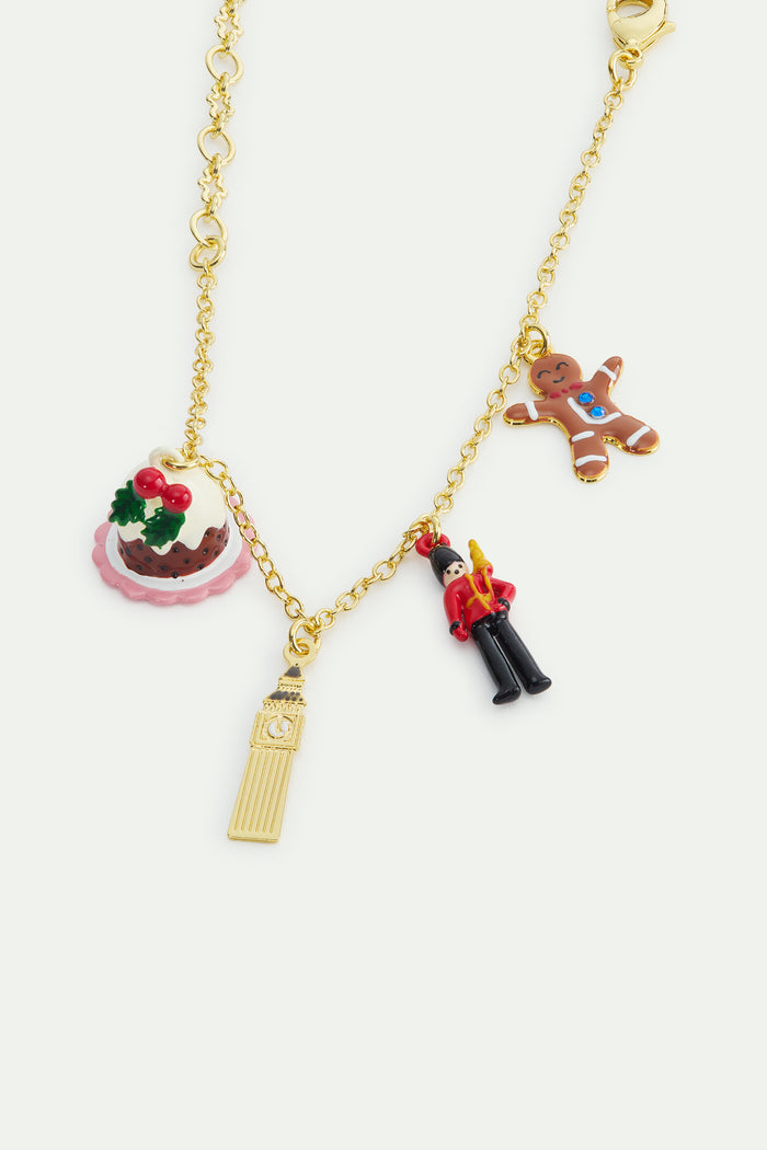 Les Néréides N2 Christmas Pudding Big Ben King's Guard And Gingerbread Charm Bracelet - Multicolor
