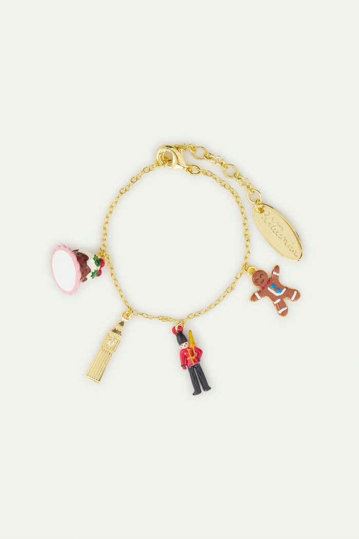 les néréides N2 Christmas Pudding Big Ben King's Guard and Gingerbread Charm Bracelet - Multicolor
