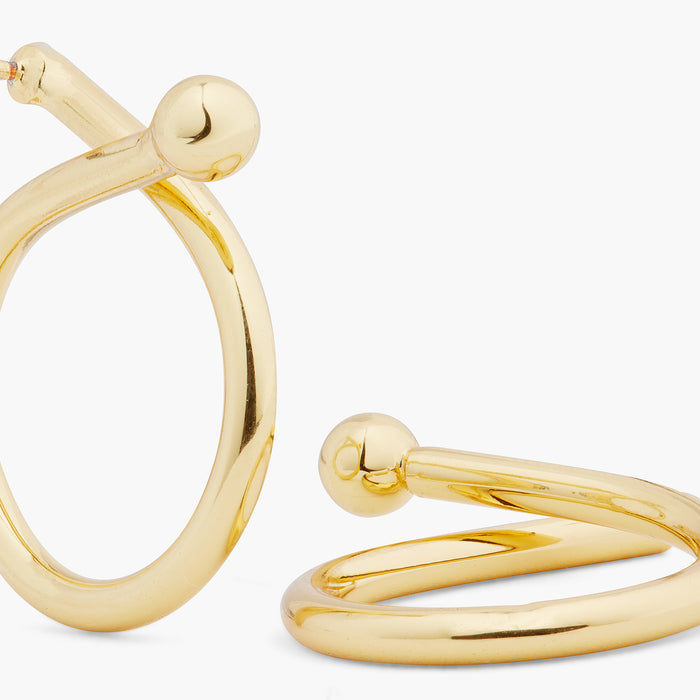 Les Néréides N2 Criss-Cross Charm Hoop Earring - Gold