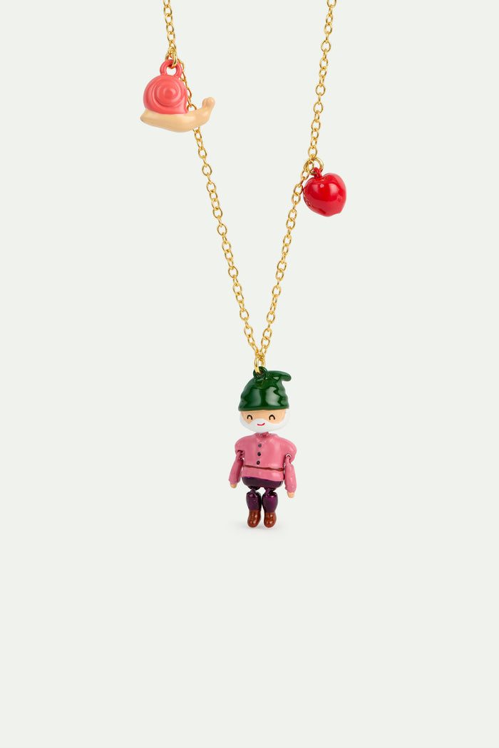 les néréides N2 Dwarf Apple and Snail Pendant Necklace - Multicolor