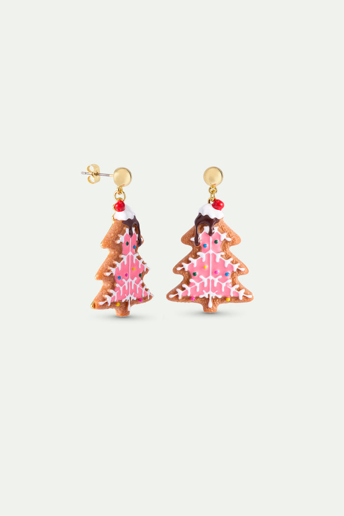 Les Néréides N2 Gingerbread Christmas Tree Post Earrings - Multicolor