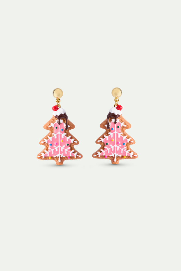 les néréides N2 Gingerbread Christmas Tree Post Earrings - Multicolor