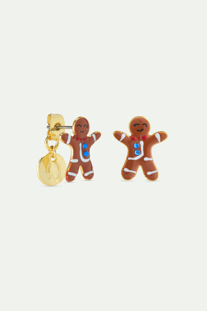 Les Néréides N2 Gingerbread Man And Blue Rhinestone Post Earrings - Brown