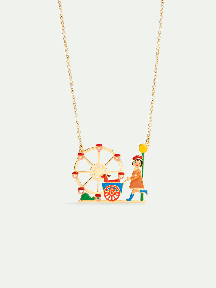 les néréides N2 Little Girl and Dachshund at the Funfair Statement Necklace - Multicolor