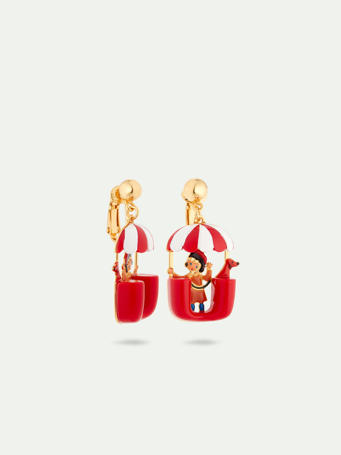 Les Néréides N2 Little Girl And Dachshund On A Ferris Wheel Clip-On Earrings - Multicolor