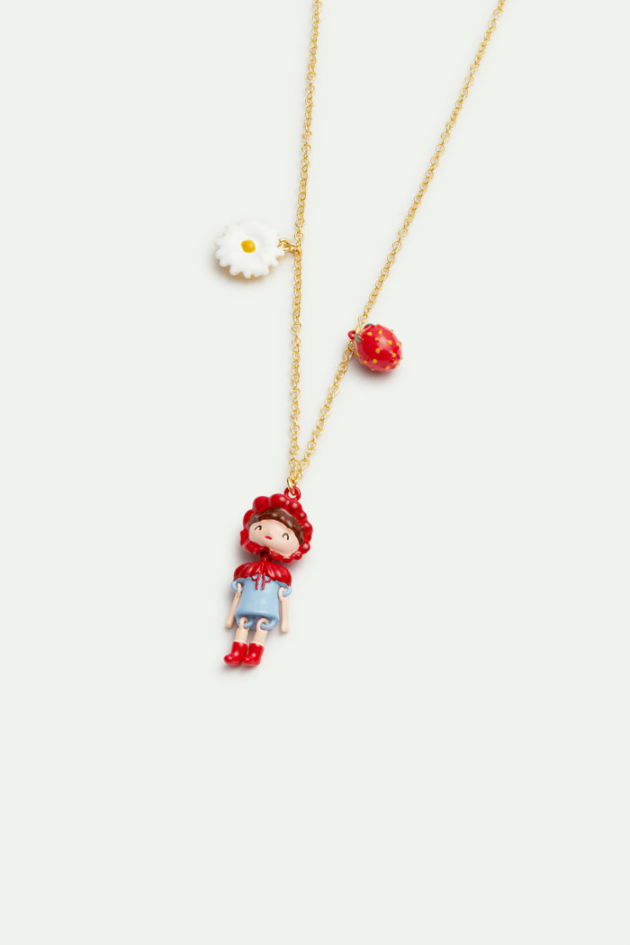 Les Néréides N2 Little Red Riding Hood Strawberry And Daisy Pendant Necklace - Multicolor