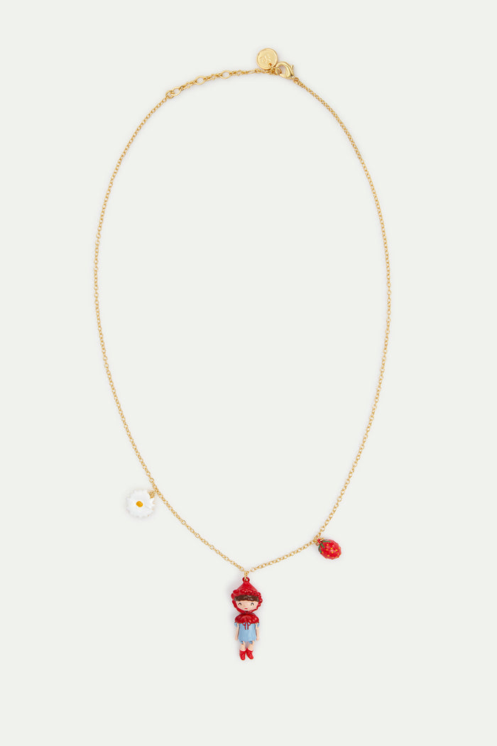 Les Néréides N2 Little Red Riding Hood Strawberry And Daisy Pendant Necklace - Multicolor