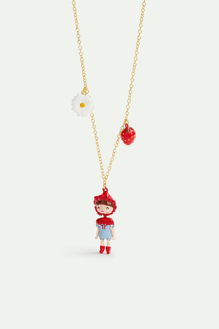 les néréides N2 Little Red Riding Hood Strawberry and Daisy Pendant Necklace - Multicolor