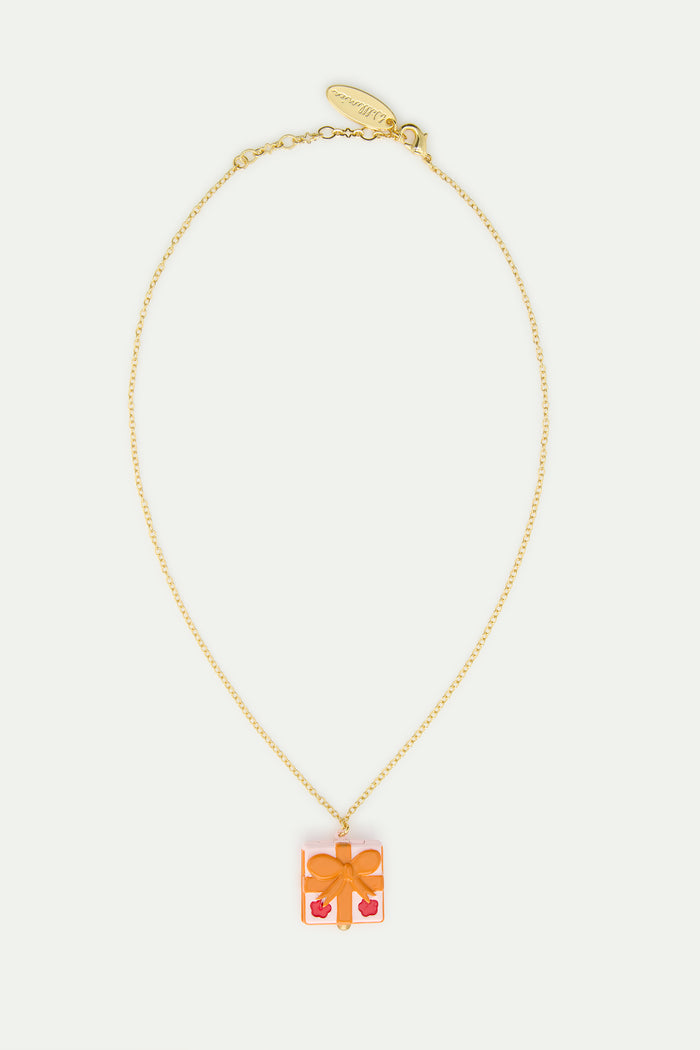 Les Néréides N2 Pendant Necklace With Pink Gift Box Red Flower And Orange Bow - Multicolor