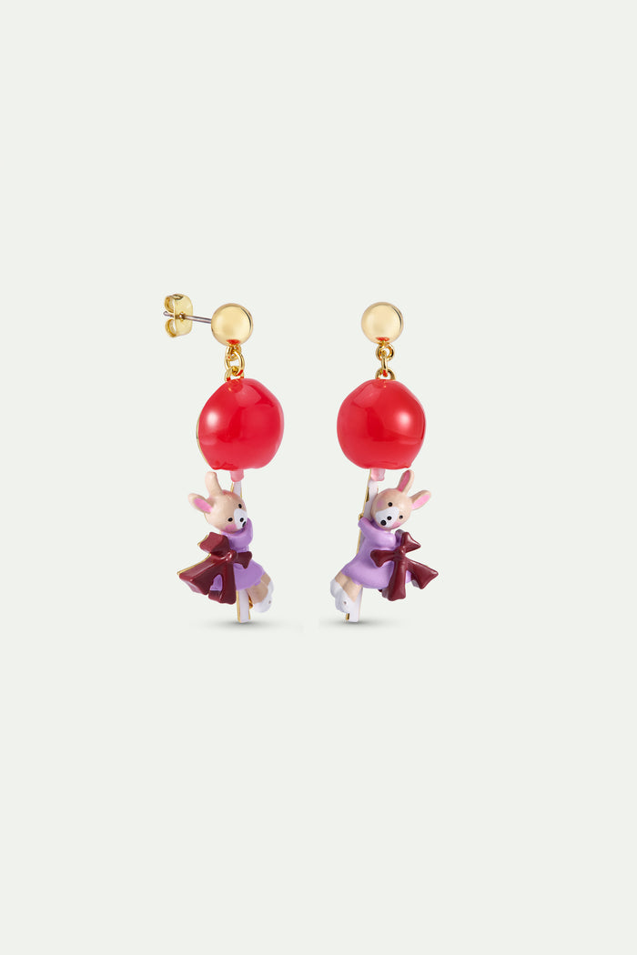 Les Néréides N2 Rabbit Gretel And Red Lollipop Pearl Post Earrings - Multicolor