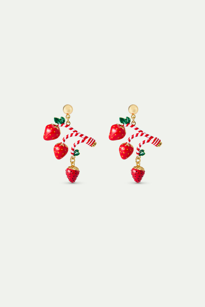 Les Néréides N2 Strawberry And Candy Cane Post Earrings - Multicolor