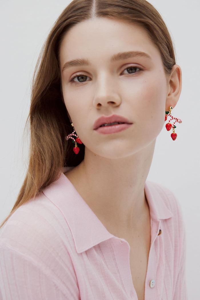 Les Néréides N2 Strawberry And Candy Cane Post Earrings - Multicolor