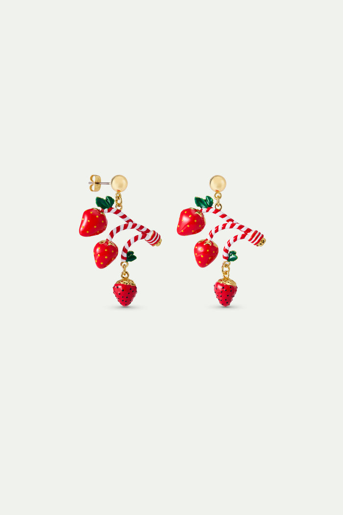 les néréides N2 Strawberry and Candy Cane Post Earrings - Multicolor