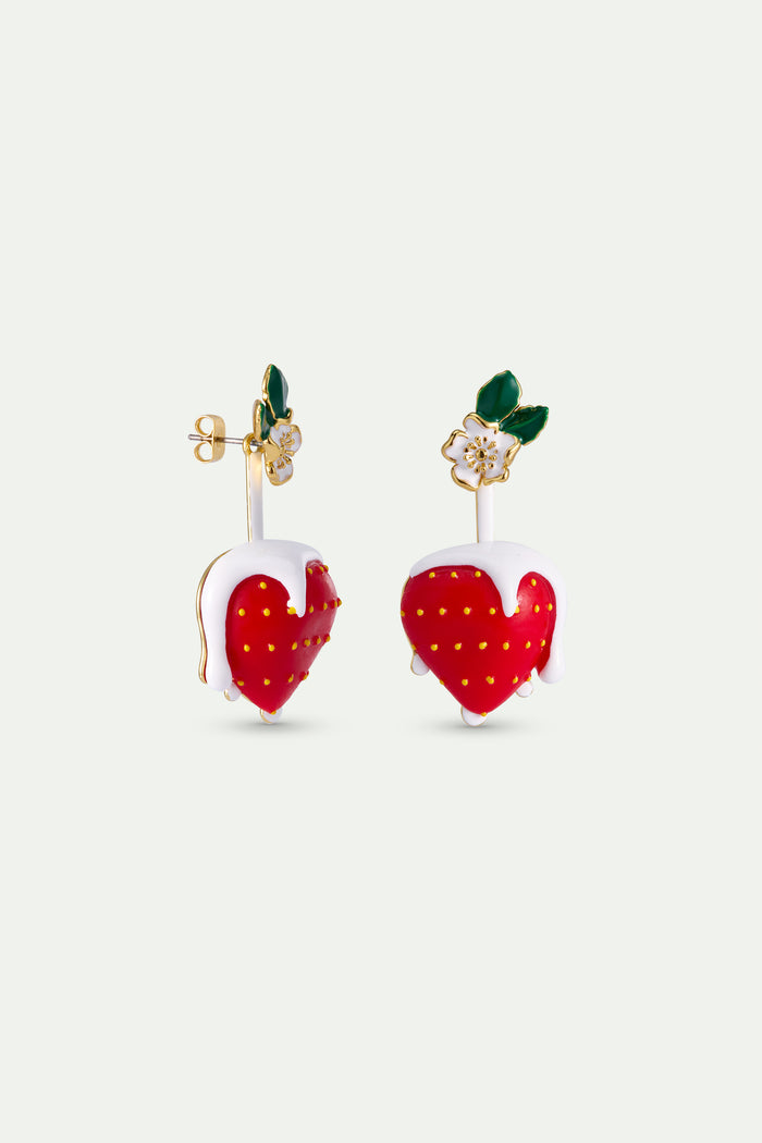 Les Néréides N2 Strawberry And Cream With White Flower Post Earrings - Multicolor
