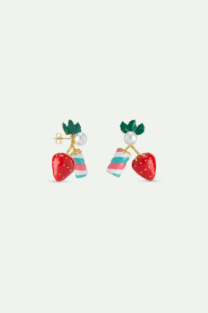 Les Néréides N2 Strawberry And Marshmallow Post Earrings - Multicolor