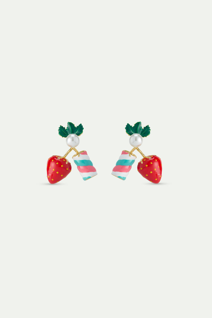 les néréides N2 Strawberry and Marshmallow Post Earrings - Multicolor