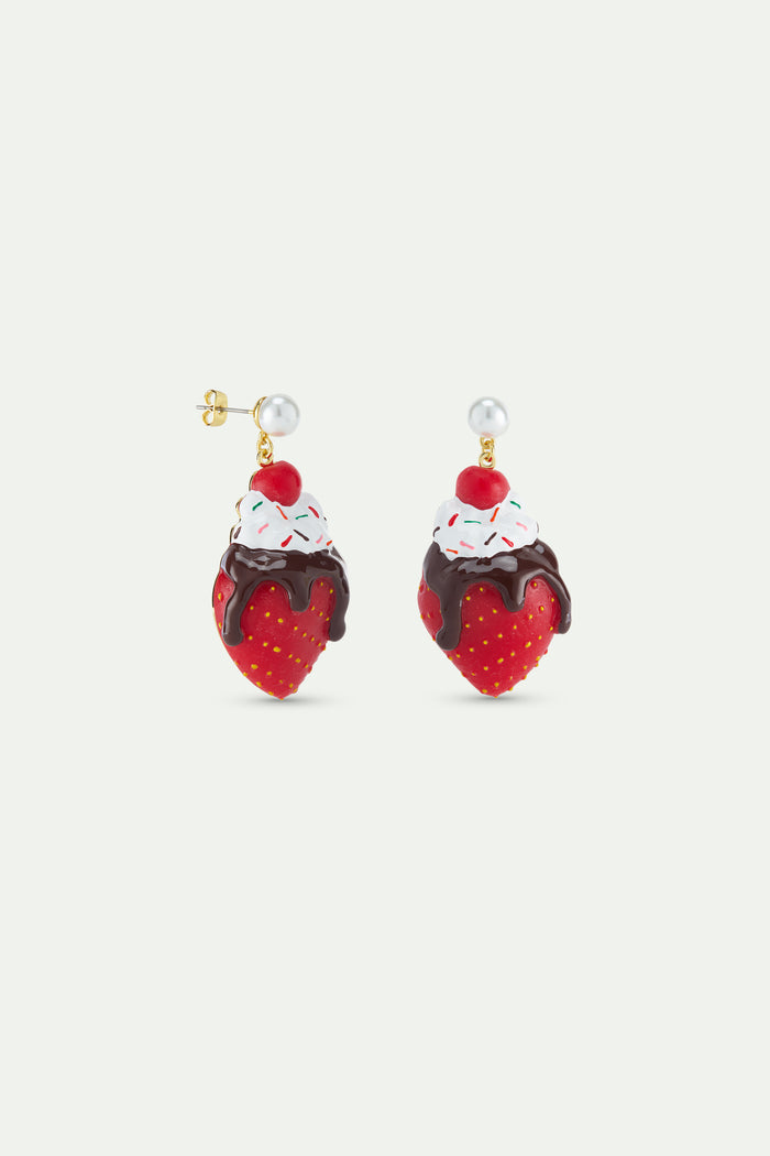 Les Néréides N2 Sundae Ice Cream And Strawberry Post Earrings - Multicolor