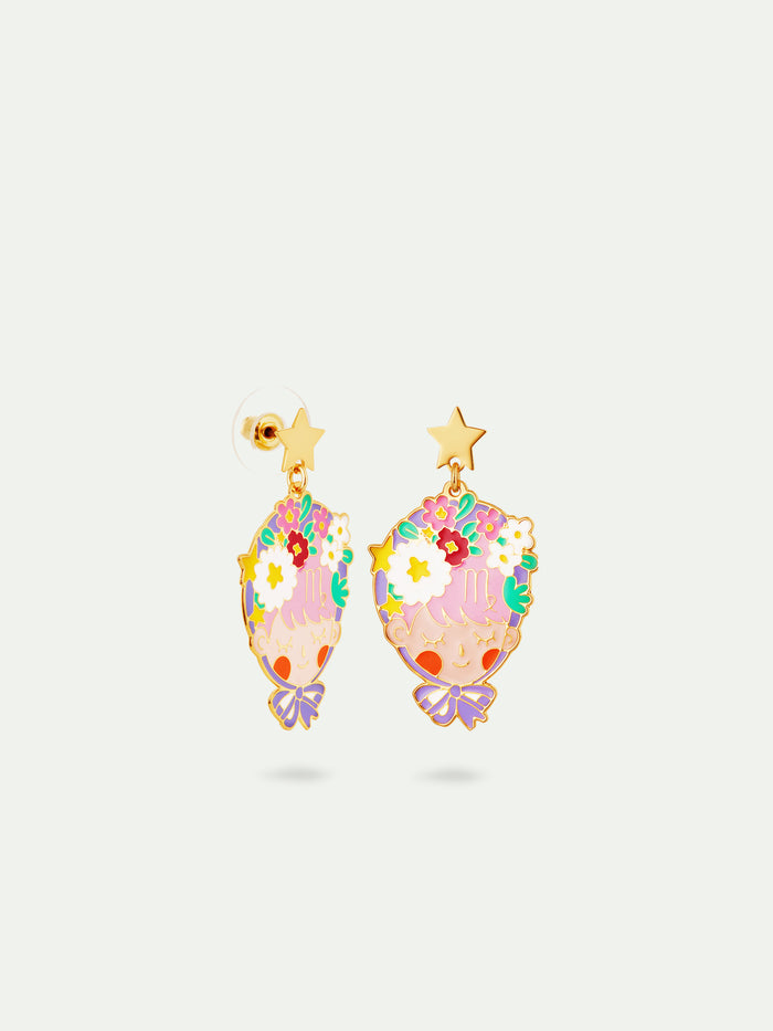 Les Néréides N2 Virgo Astrological Sign Post Earrings - Multicolor