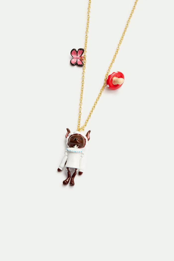 Les Néréides N2 Wolf Mushroom And Butterfly Pendant Necklace - Multicolor