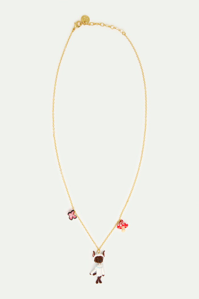 Les Néréides N2 Wolf Mushroom And Butterfly Pendant Necklace - Multicolor