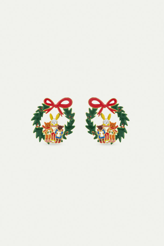 les néréides N2 Wreath and Christmas Carols Post Earrings - Multicolor