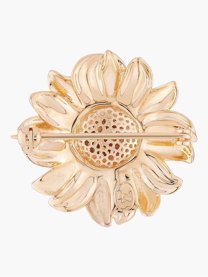 Les Néréides Nectar Of The Sun Sunflower And Bumblebee Brooch - Gold