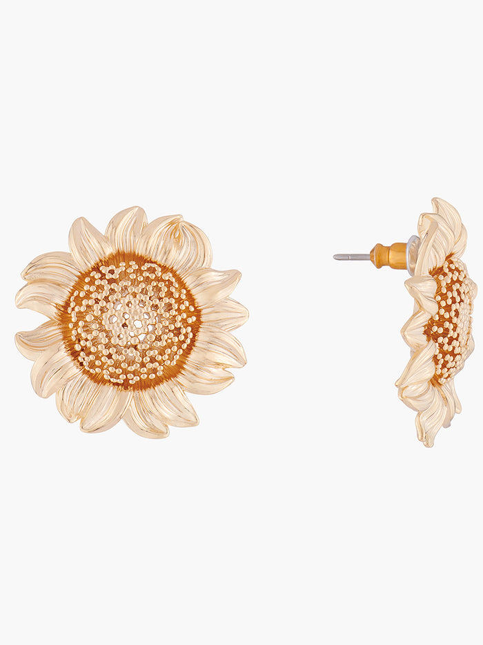 Les Néréides Nectar Of The Sun Sunflower Stud Earrings - Gold