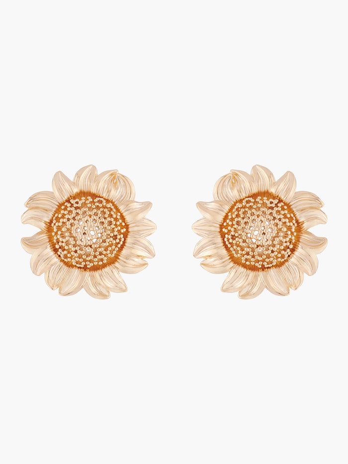 les néréides Nectar of the Sun Sunflower Stud Earrings - Gold