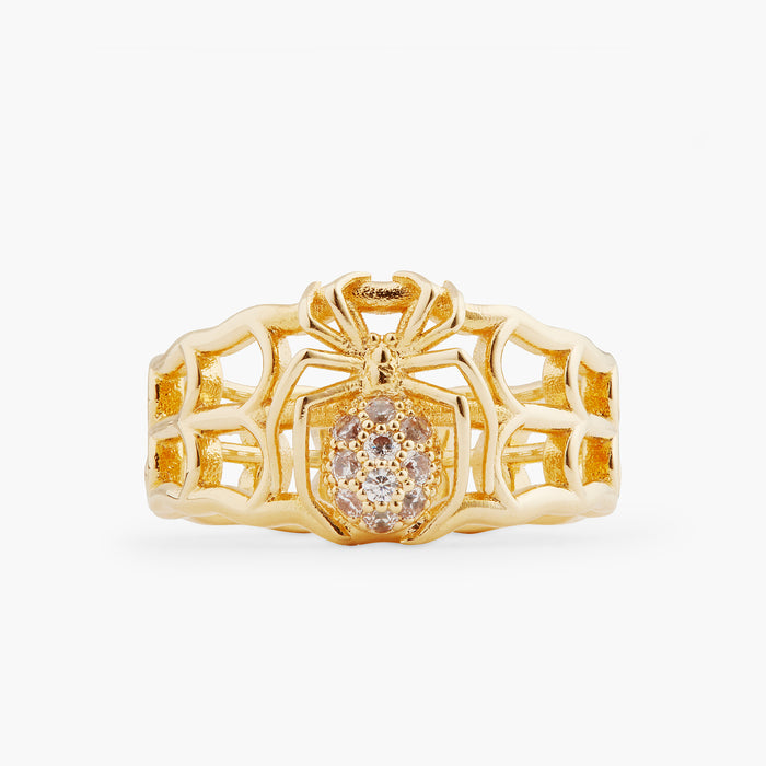 Les Néréides Openwork Enamel Spider And Crystal Ring - 5.5 (50 Mm) / Gold