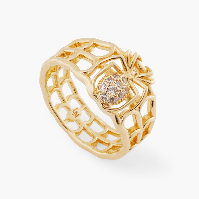 les néréides Openwork Enamel Spider and Crystal Ring - 5.5 (50 mm) / Gold